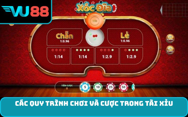 Các quy trình chơi và cược trong tài xỉu
