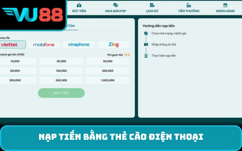Nạp tiền bằng thẻ cào điện thoại