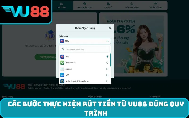 Các bước thực hiện rút tiền từ VU88 đúng quy trình